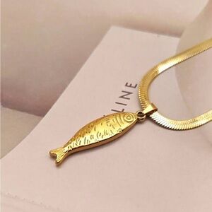 Gold Fish Pendant Necklace